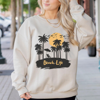 Beach Life Tropical Palm Tree Sweatshirt - Basically Beachy