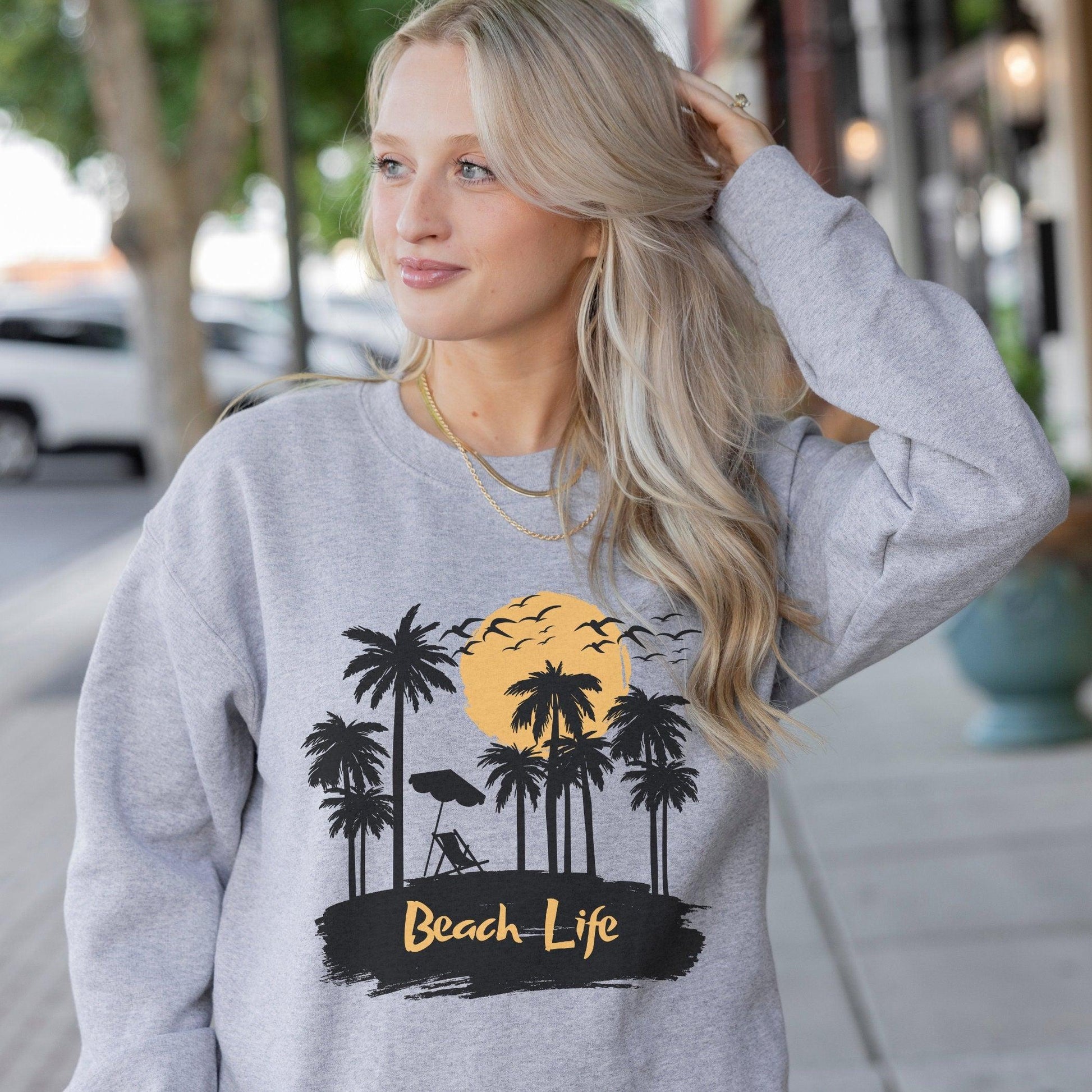 Beach Life Tropical Palm Tree Sweatshirt - Basically Beachy