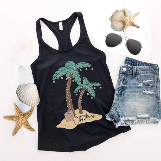 Beach Palm Tree Christmas Workout Tank Top - Basically Beachy