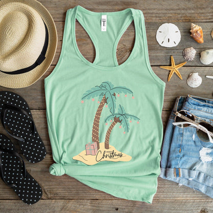 Beach Palm Tree Christmas Workout Tank Top - Basically Beachy