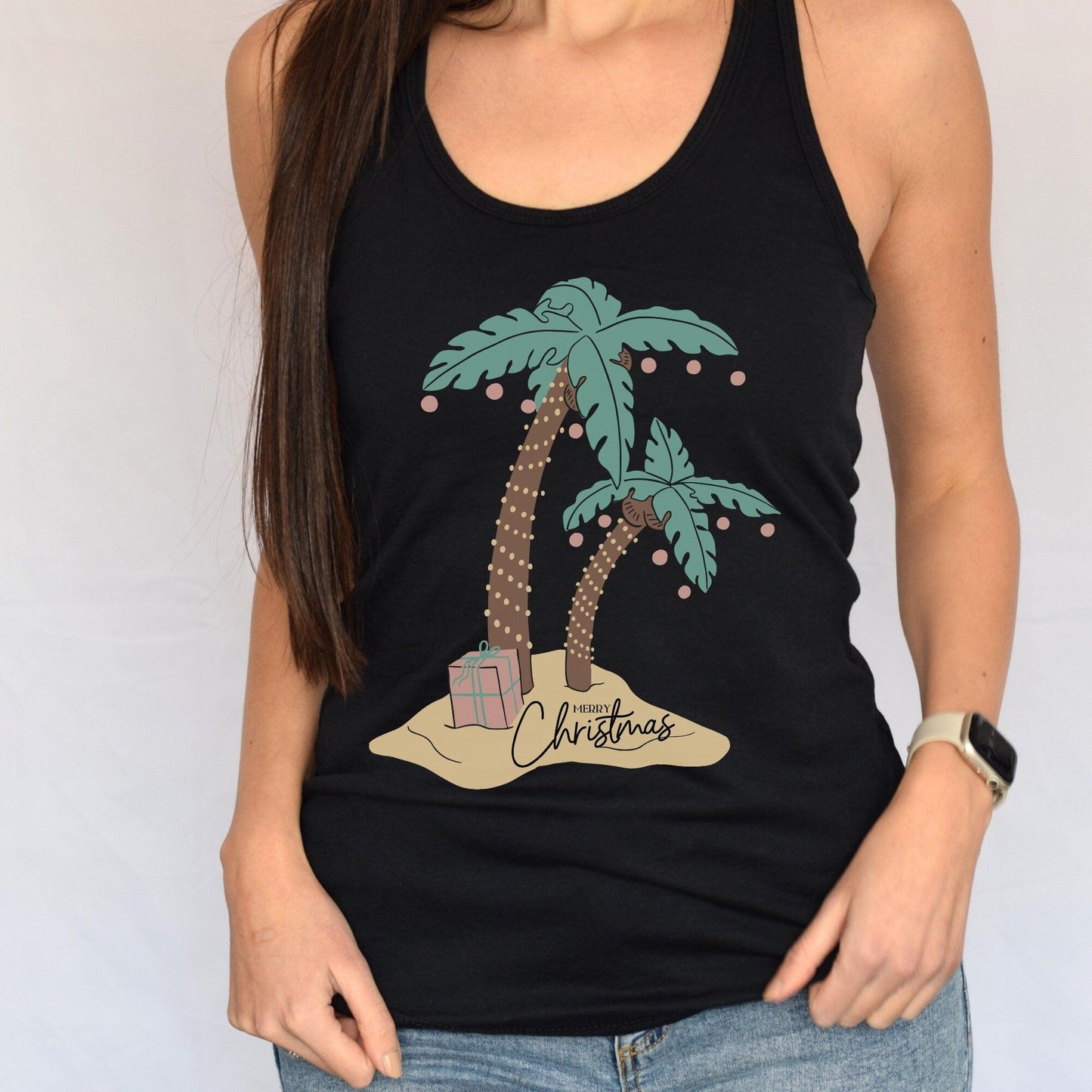 Beach Palm Tree Christmas Workout Tank Top - Basically Beachy