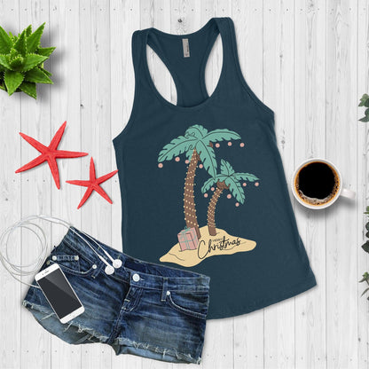 Beach Palm Tree Christmas Workout Tank Top - Basically Beachy