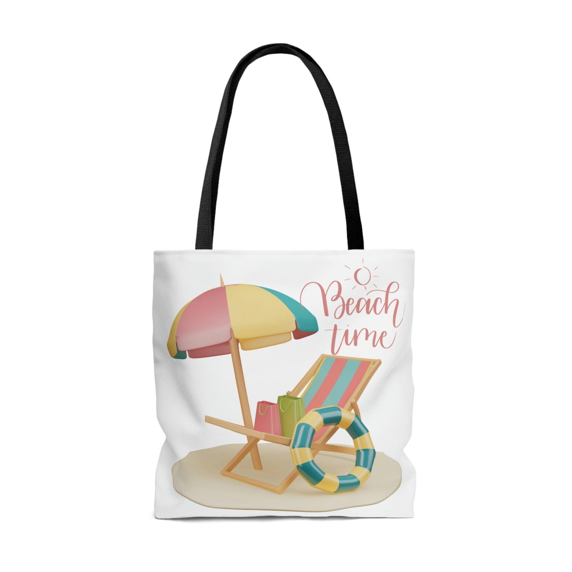 Beach Themed Tote Bag, Sunny Days, Ocean Waves, Palm Trees, Beach Please, Beach Chair, Beach Time - Basically Beachy