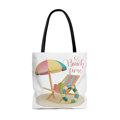 Beach Themed Tote Bag, Sunny Days, Ocean Waves, Palm Trees, Beach Please, Beach Chair, Beach Time - Basically Beachy