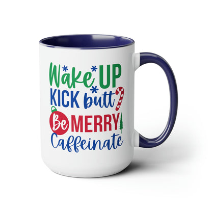 Christmas Caffeine Coffee Mug - White 15oz Wake Up Mug with Humorous Design - Basically Beachy