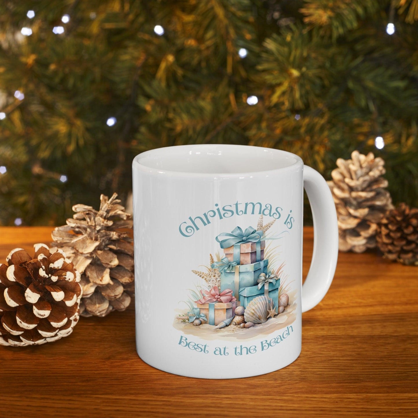 Christmas is Best at the Beach Mug, 11oz or 15oz - Basically Beachy