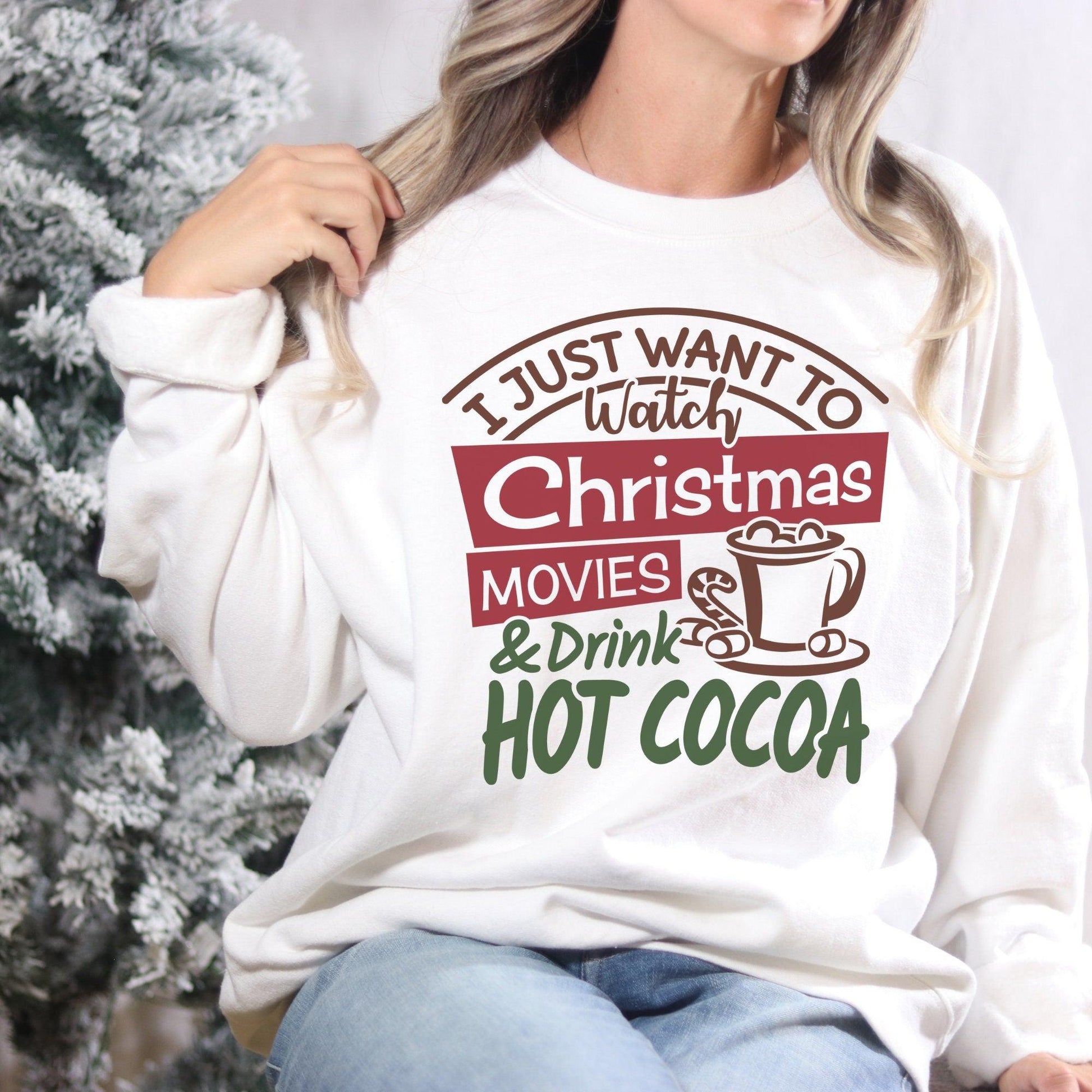 Christmas Movies Hot Cocoa Sweatshirt - Winter Unisex Sweatshirt - Basically Beachy