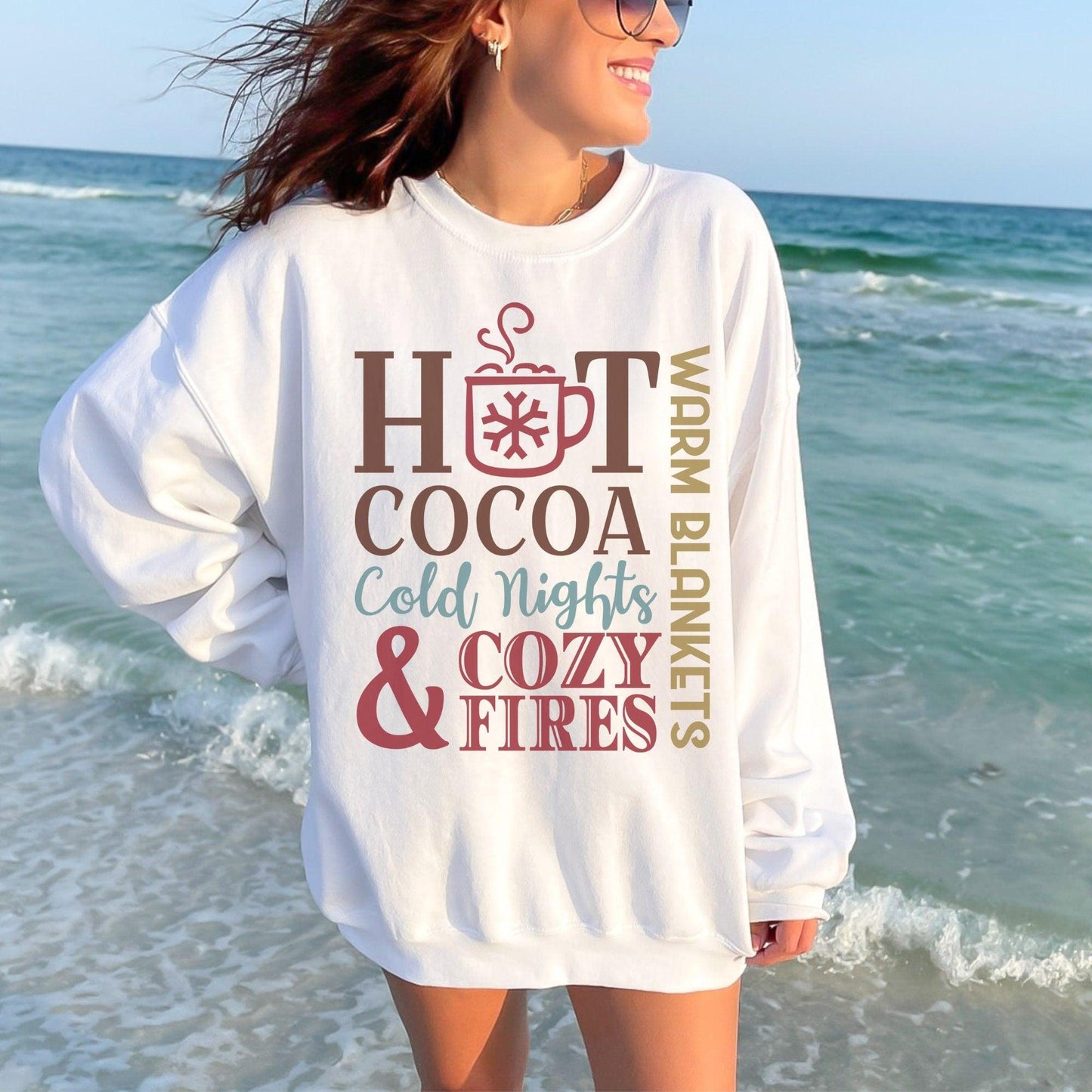 Cocoa Lover Sweatshirt - Winter Unisex Sweater for Cold Nights and Cozy Fires - Basically Beachy