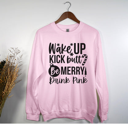 Drink Pink Christmas Sweatshirt, Solid Print - Basically Beachy