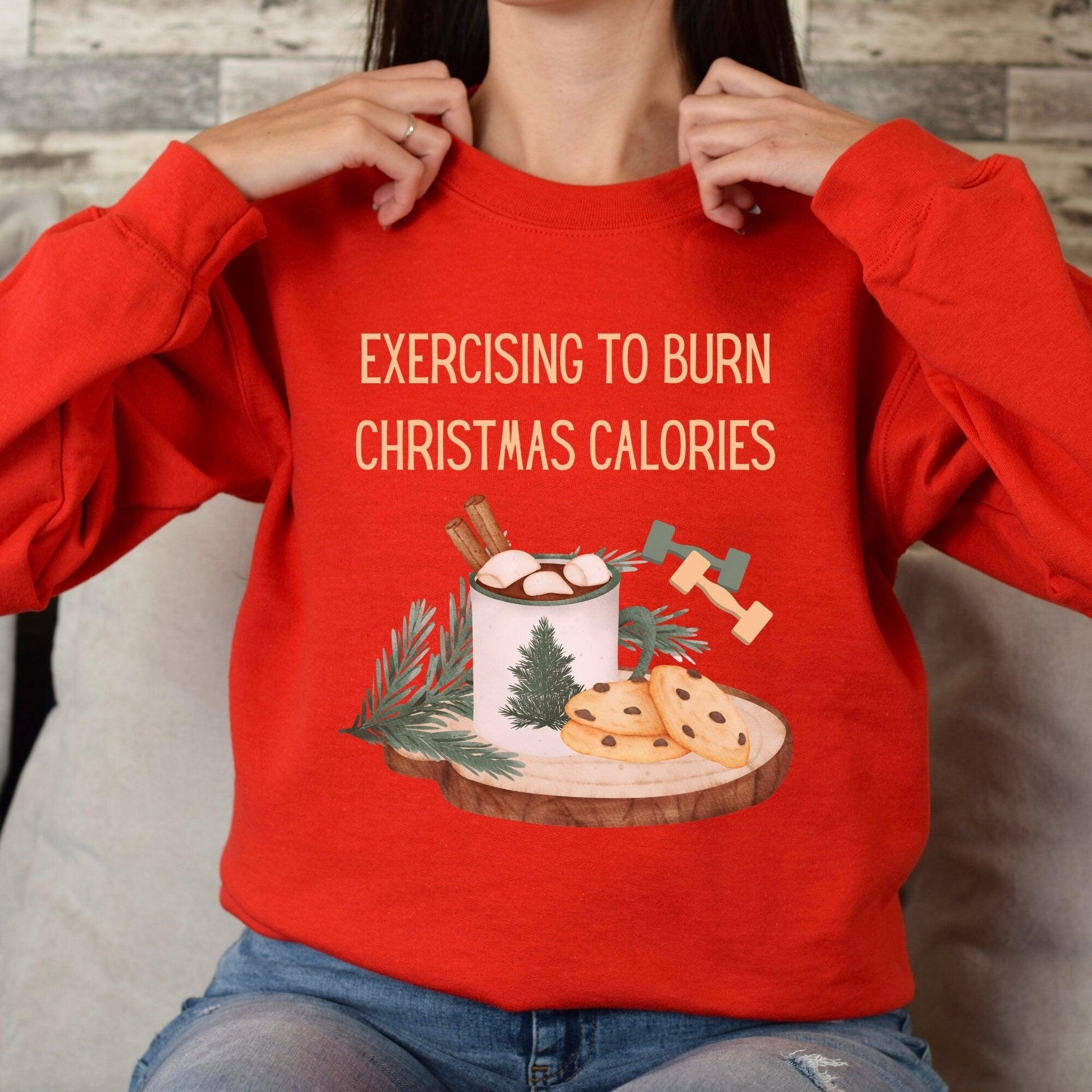 Exercising to Burn Christmas Calories Sweatshirt - Basically Beachy