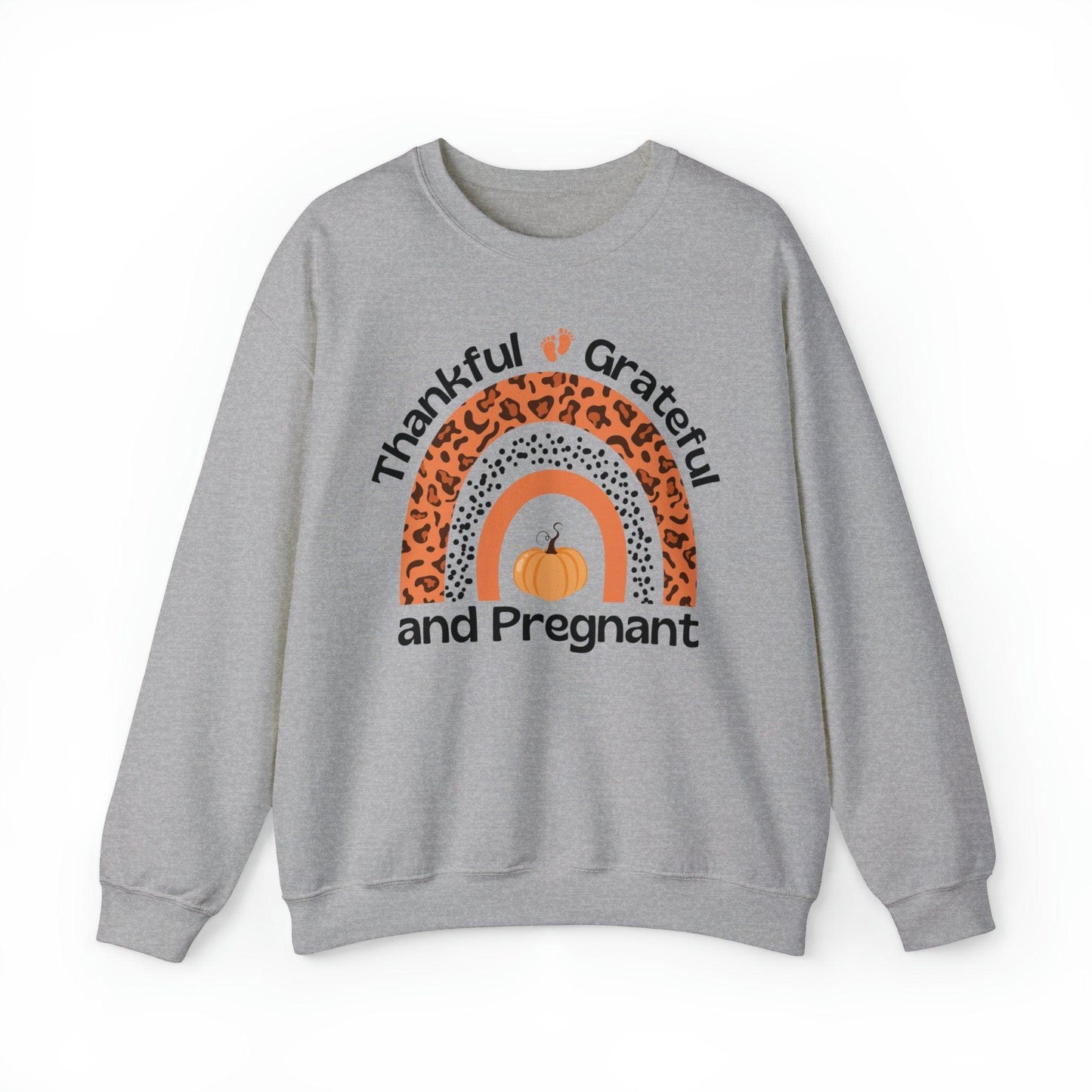 Fall Pregnancy Sweatshirt, Thankful Grateful and Pregnant Thanksgiving Sweatshirt - Basically Beachy