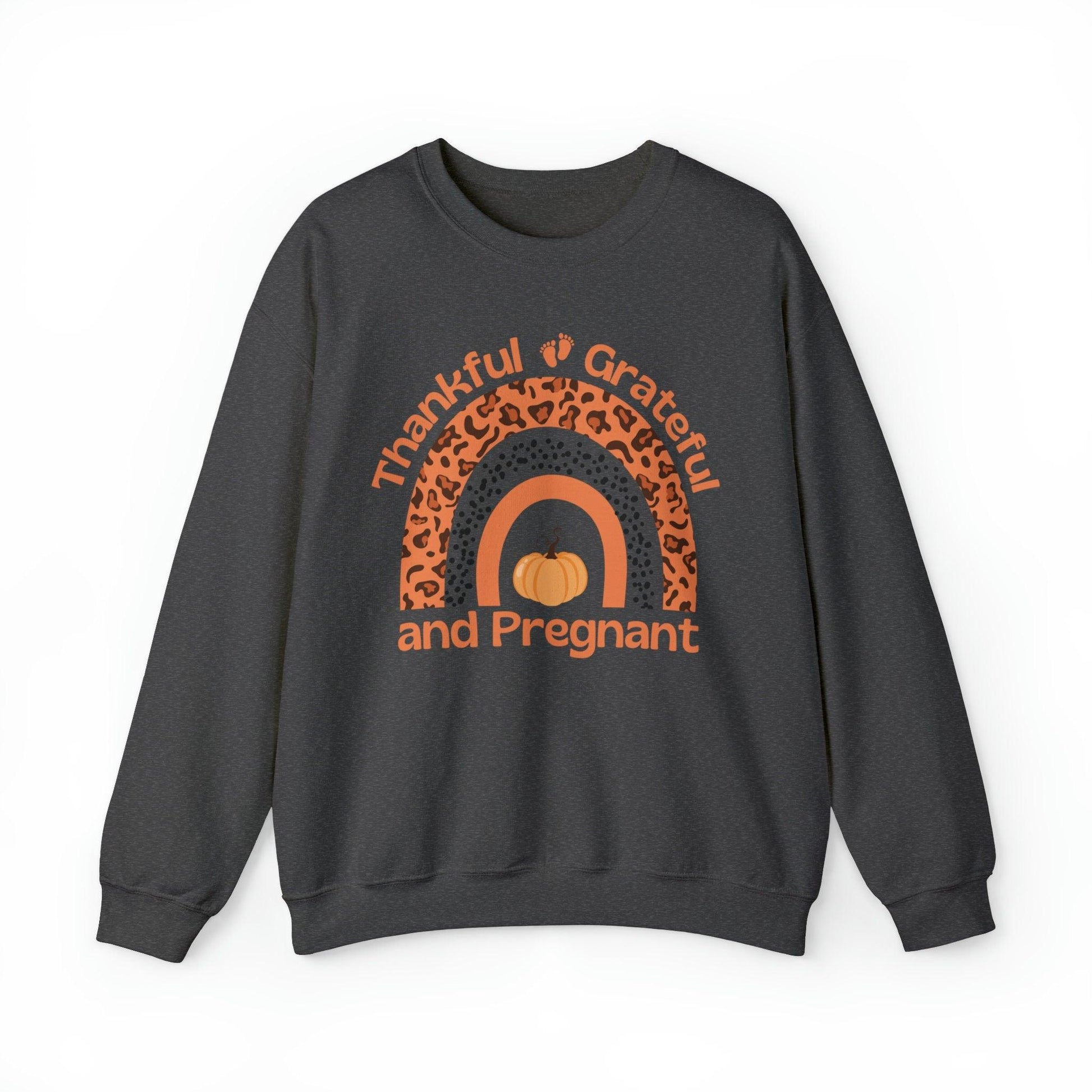 Fall Pregnancy Sweatshirt, Thankful Grateful and Pregnant Thanksgiving Sweatshirt - Basically Beachy