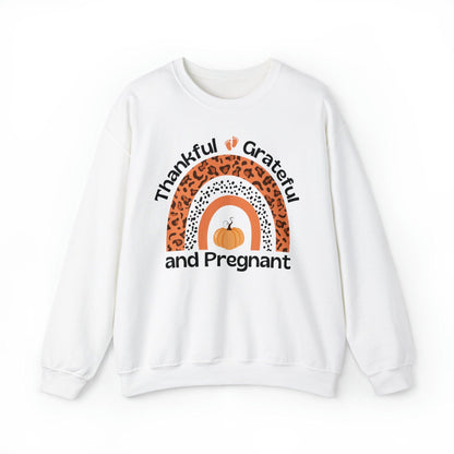 Fall Pregnancy Sweatshirt, Thankful Grateful and Pregnant Thanksgiving Sweatshirt - Basically Beachy