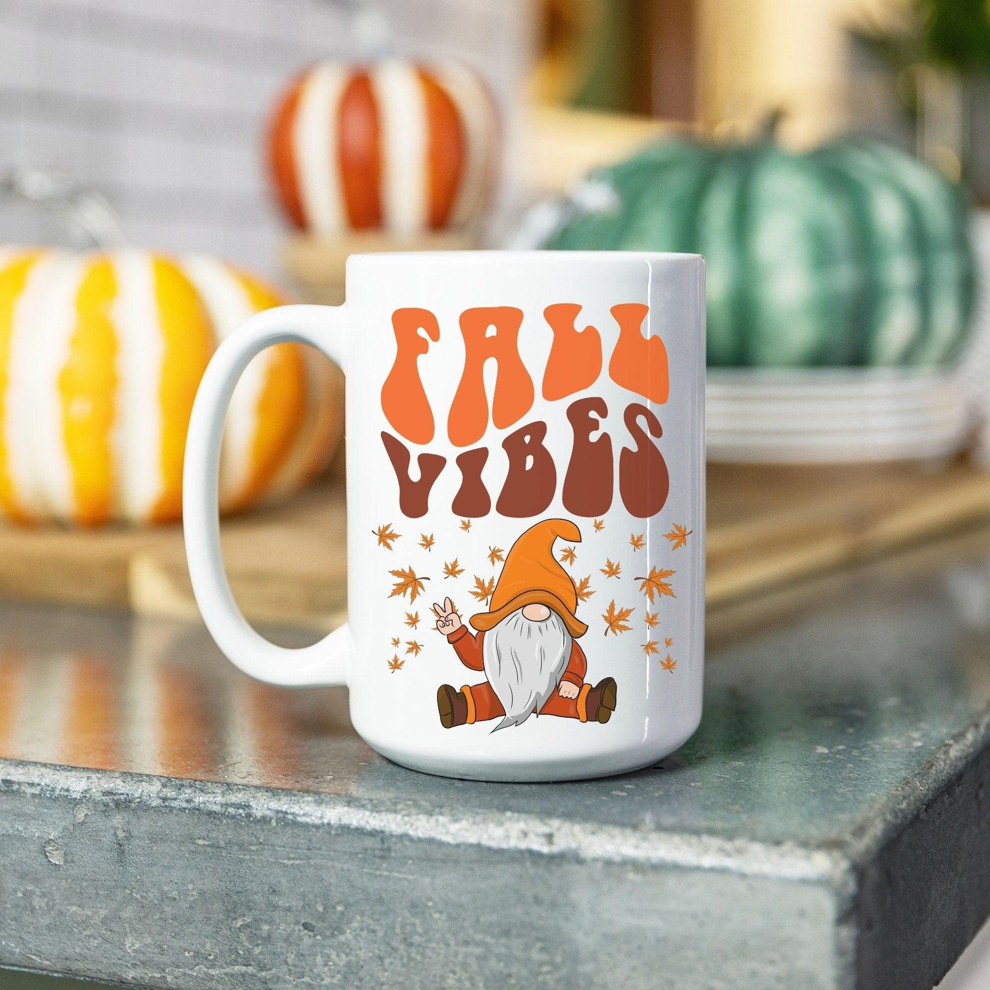 Fall Vibes Gnome Coffee Mug 15oz - Basically Beachy