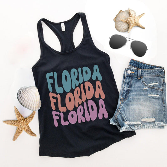 Florida Womens Tank Top - Retro Beach Vacation Gym Workout Tank Top - Basically Beachy