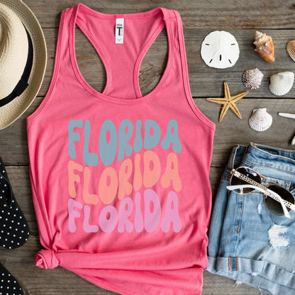 Florida Womens Tank Top - Retro Beach Vacation Gym Workout Tank Top - Basically Beachy