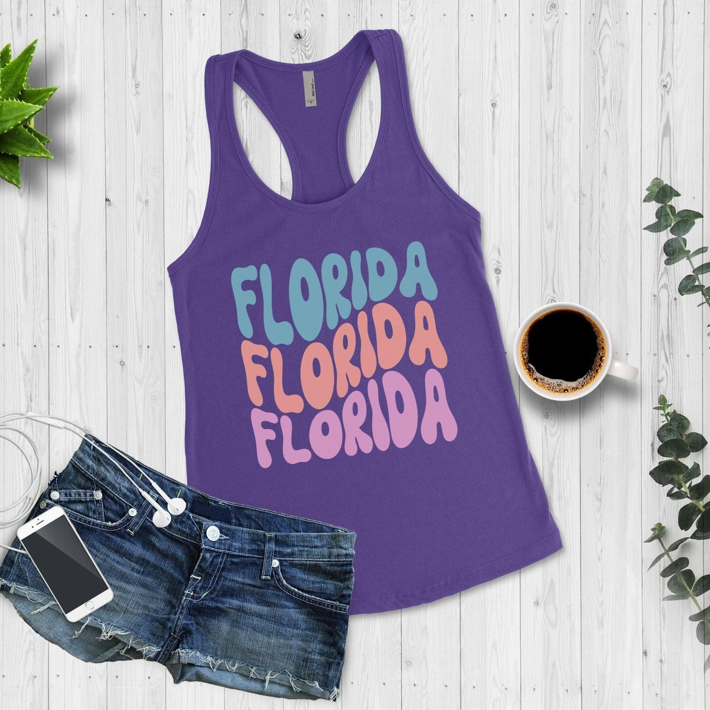 Florida Womens Tank Top - Retro Beach Vacation Gym Workout Tank Top - Basically Beachy