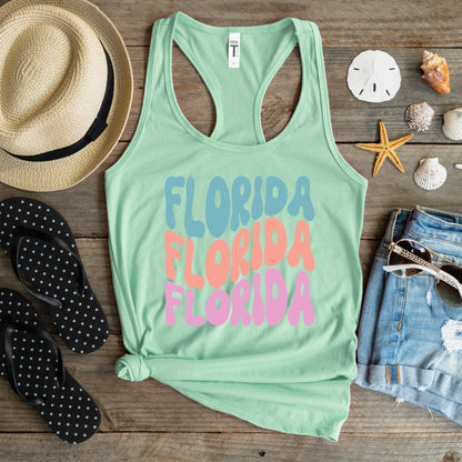 Florida Womens Tank Top - Retro Beach Vacation Gym Workout Tank Top - Basically Beachy