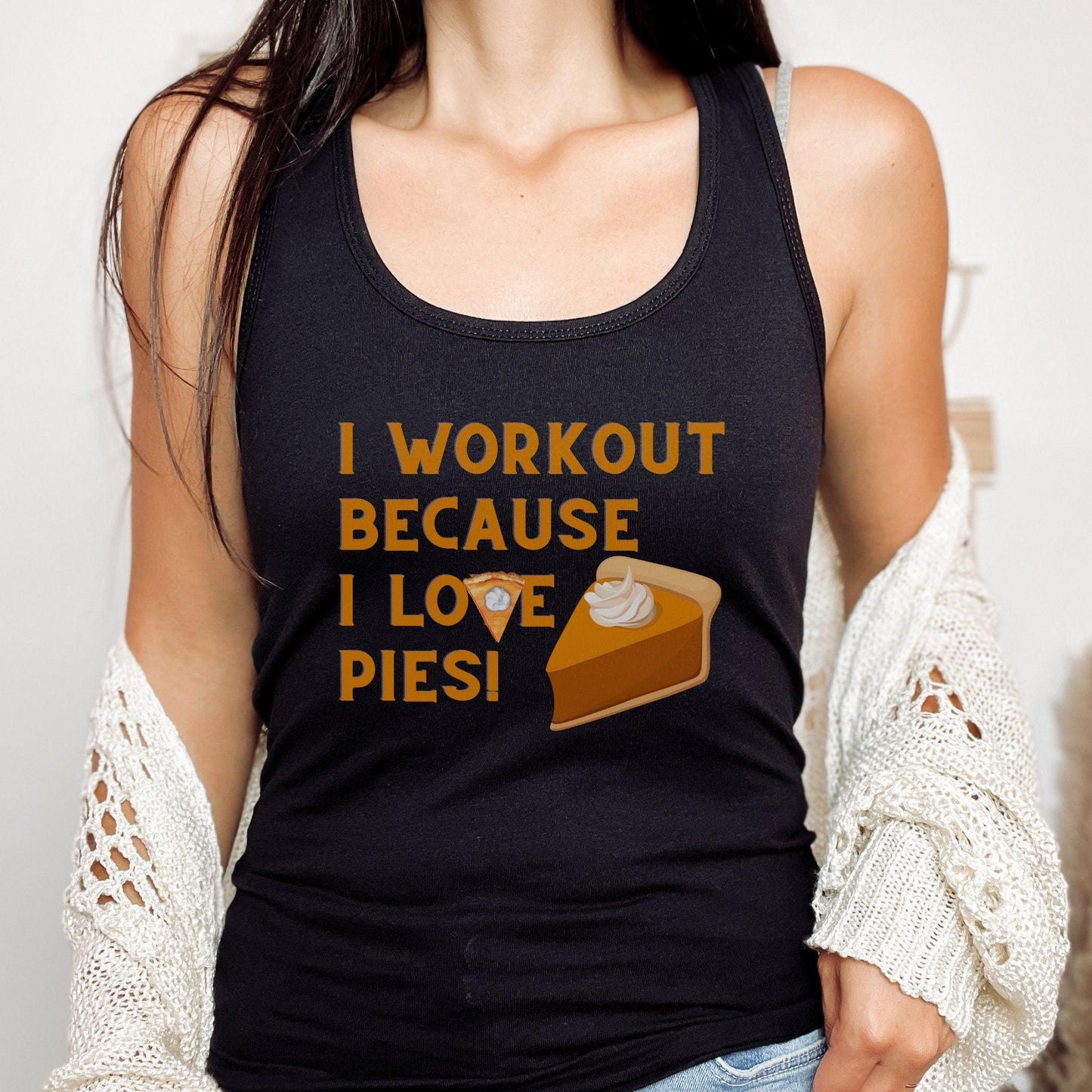 Funny Fall Workout Tank Top - Racerback Gym Pumpkin Pie Shirt - Basically Beachy