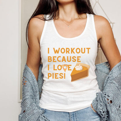 Funny Fall Workout Tank Top - Racerback Gym Pumpkin Pie Shirt - Basically Beachy