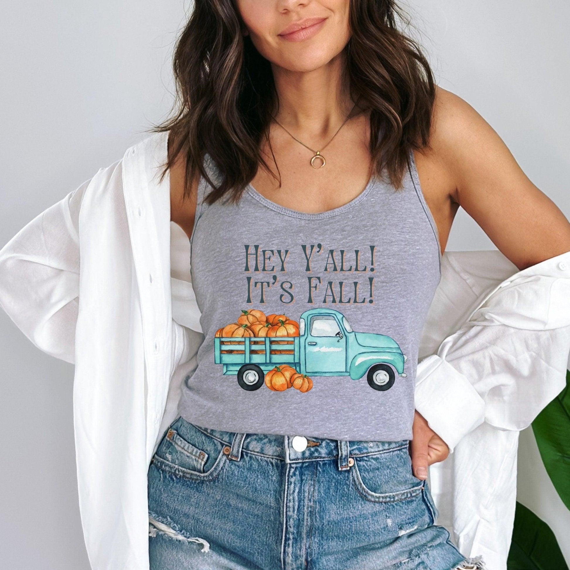 Hey Y'all It's Fall Workout Tank for Women, Antique Truck - Basically Beachy