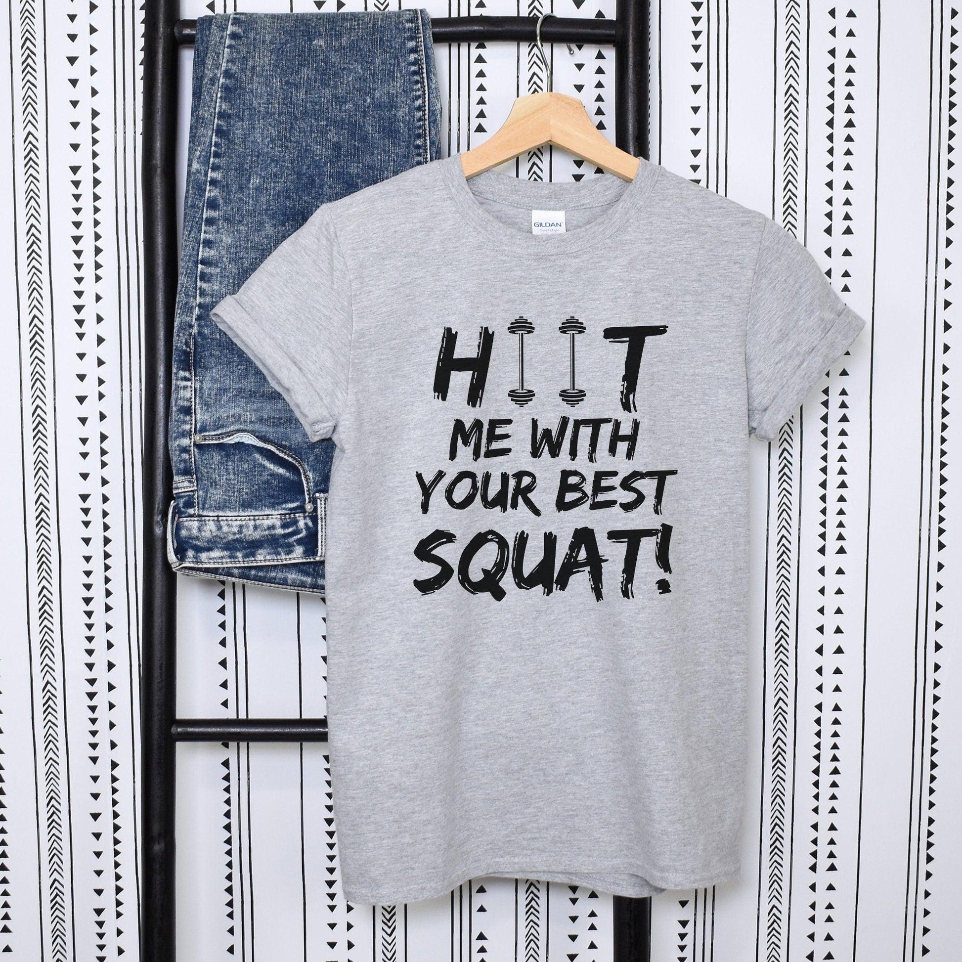 HIIT Me With Your Best Squat Gym T-shirt - Basically Beachy