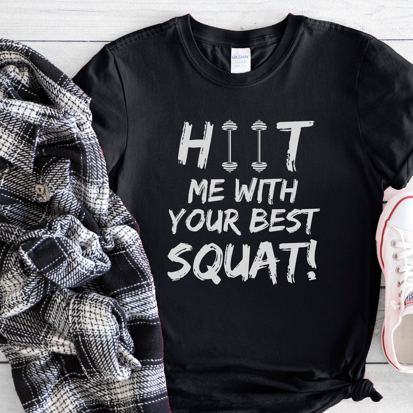 HIIT Me With Your Best Squat Gym T-shirt - Basically Beachy