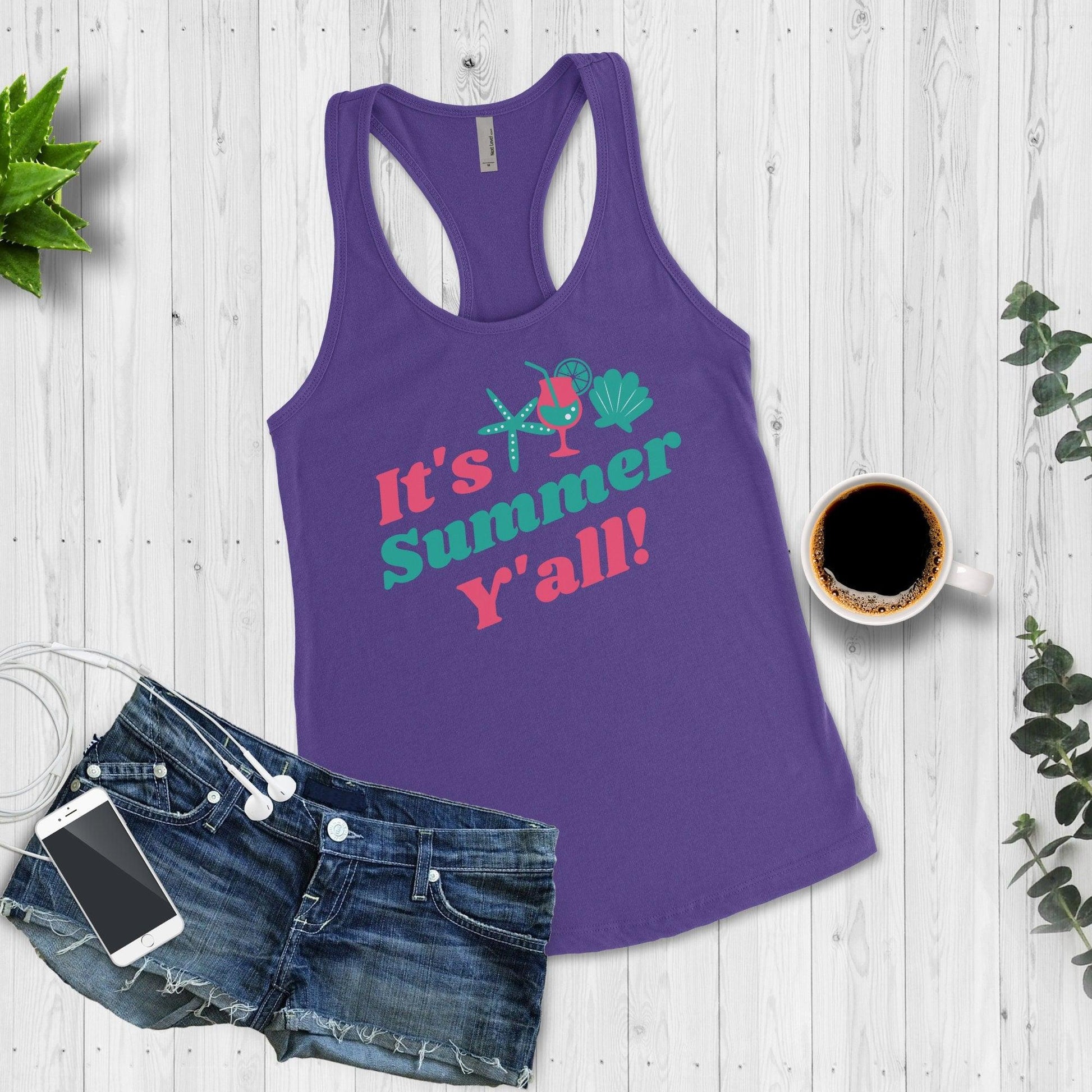 Its Summer Yall Racerback Workout Tank Top, Beach Tank - Basically Beachy