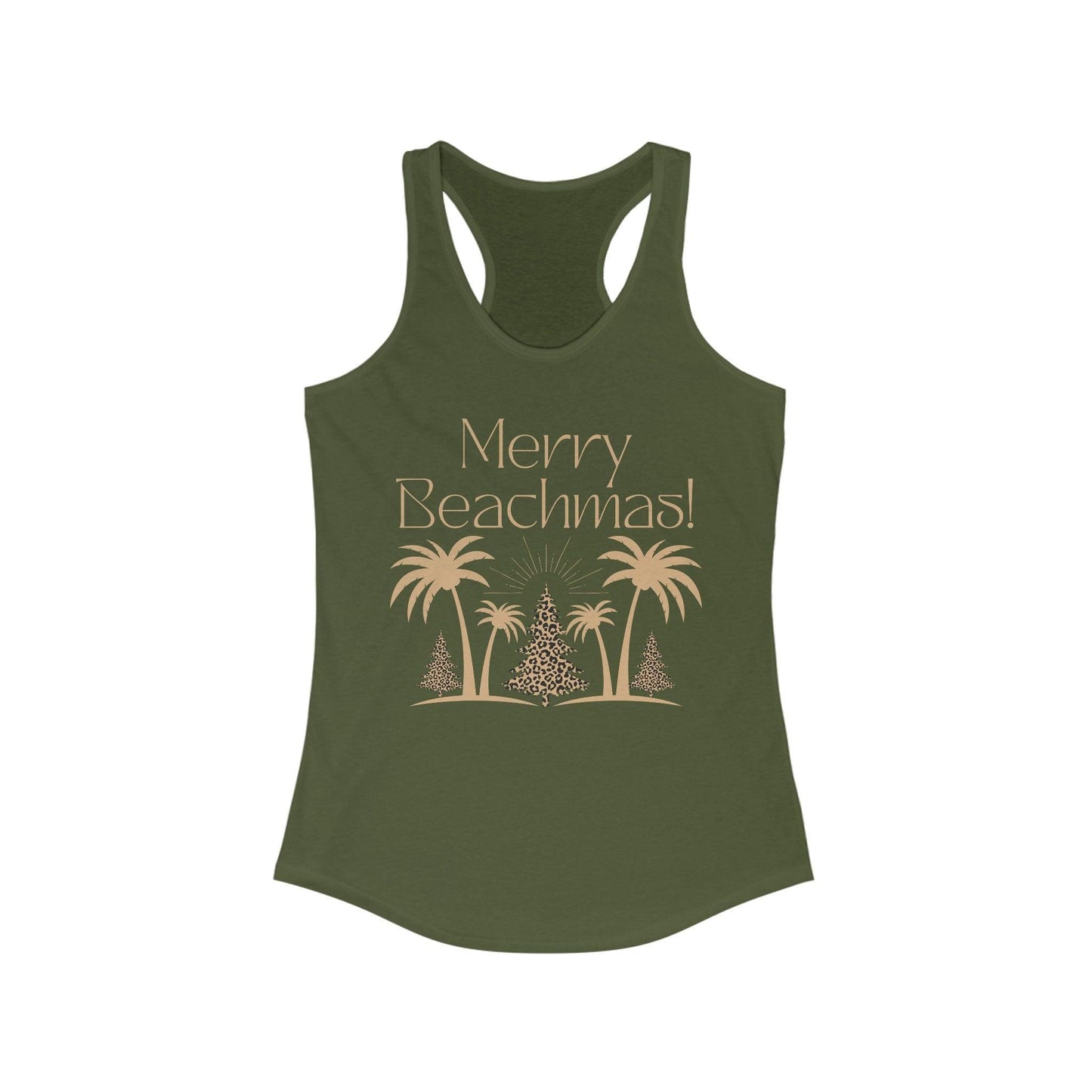 Merry Beachmas Christmas Workout Tank Top - Beachy Palm Tree Design - Basically Beachy