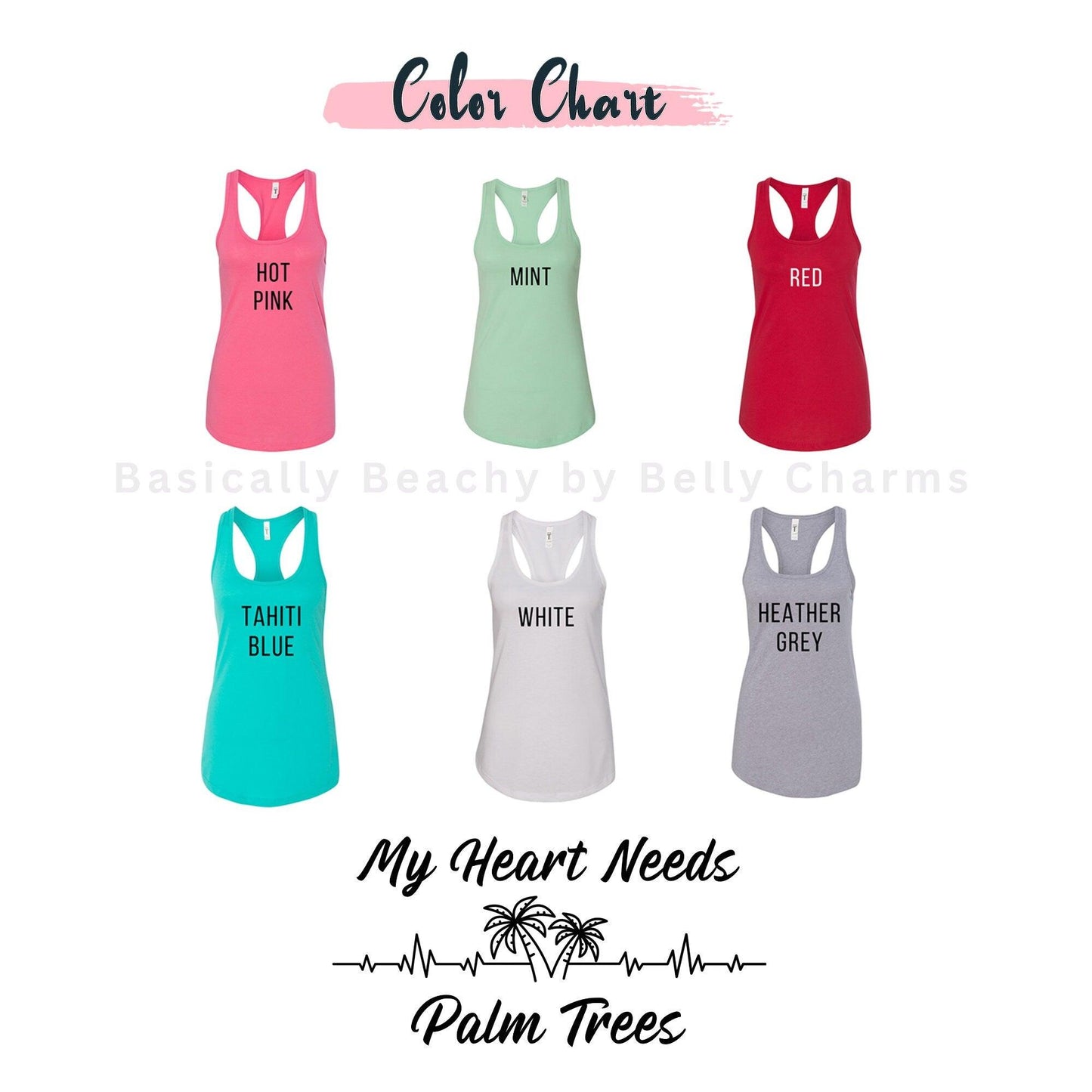 Palm Tree Heartbeat Summer Vacation Workout Tank Top - Basically Beachy