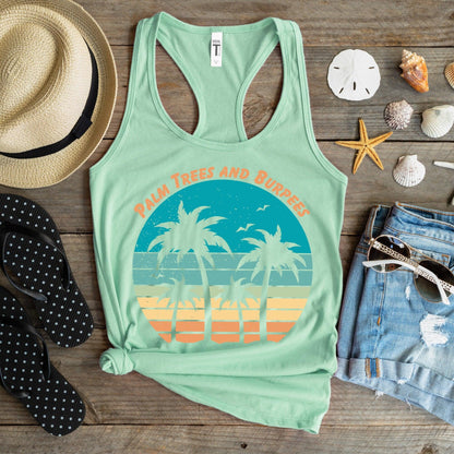 Palm Trees and Burpees Beach Fitness Tank Top for Women - Basically Beachy