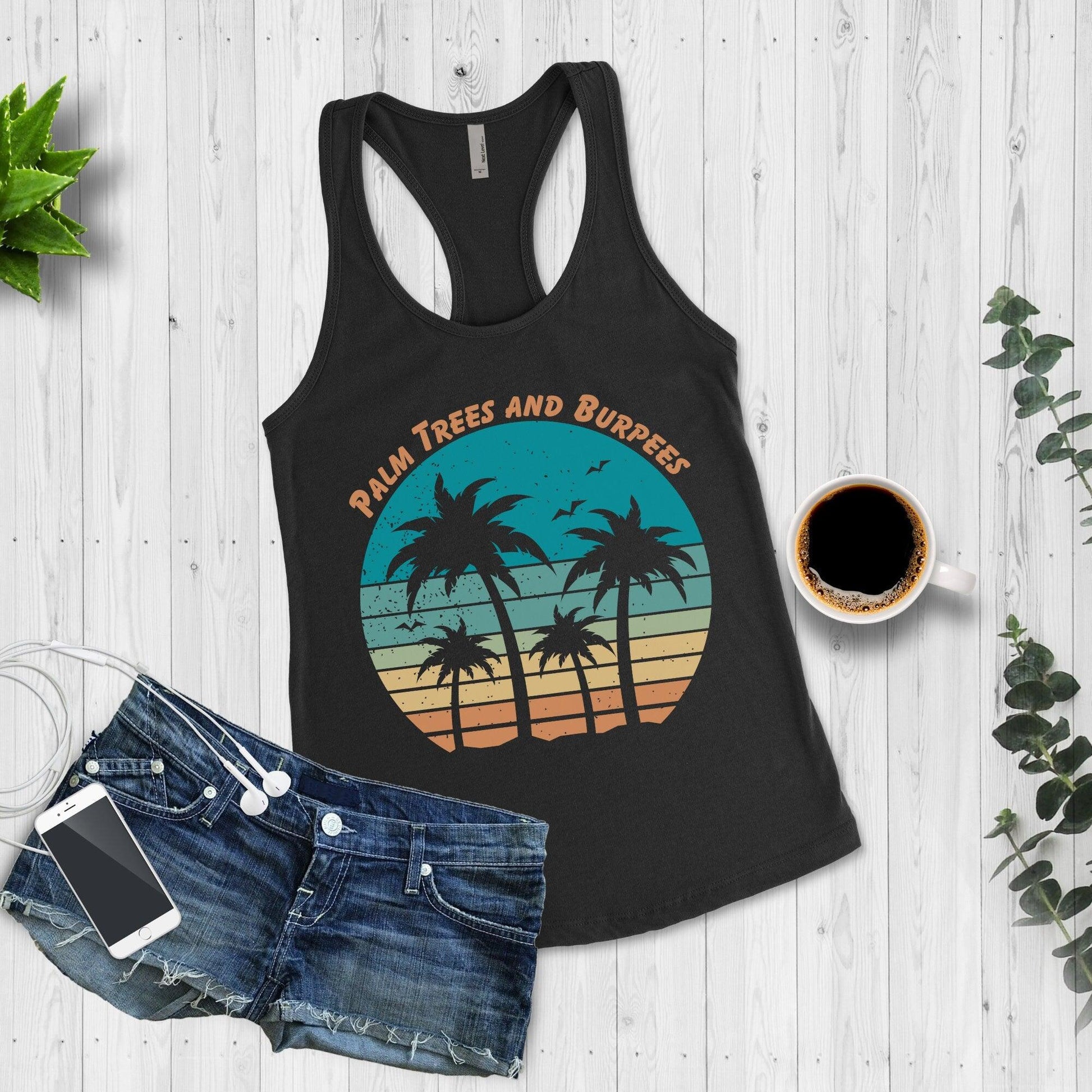 Palm Trees and Burpees Beach Fitness Tank Top for Women - Basically Beachy