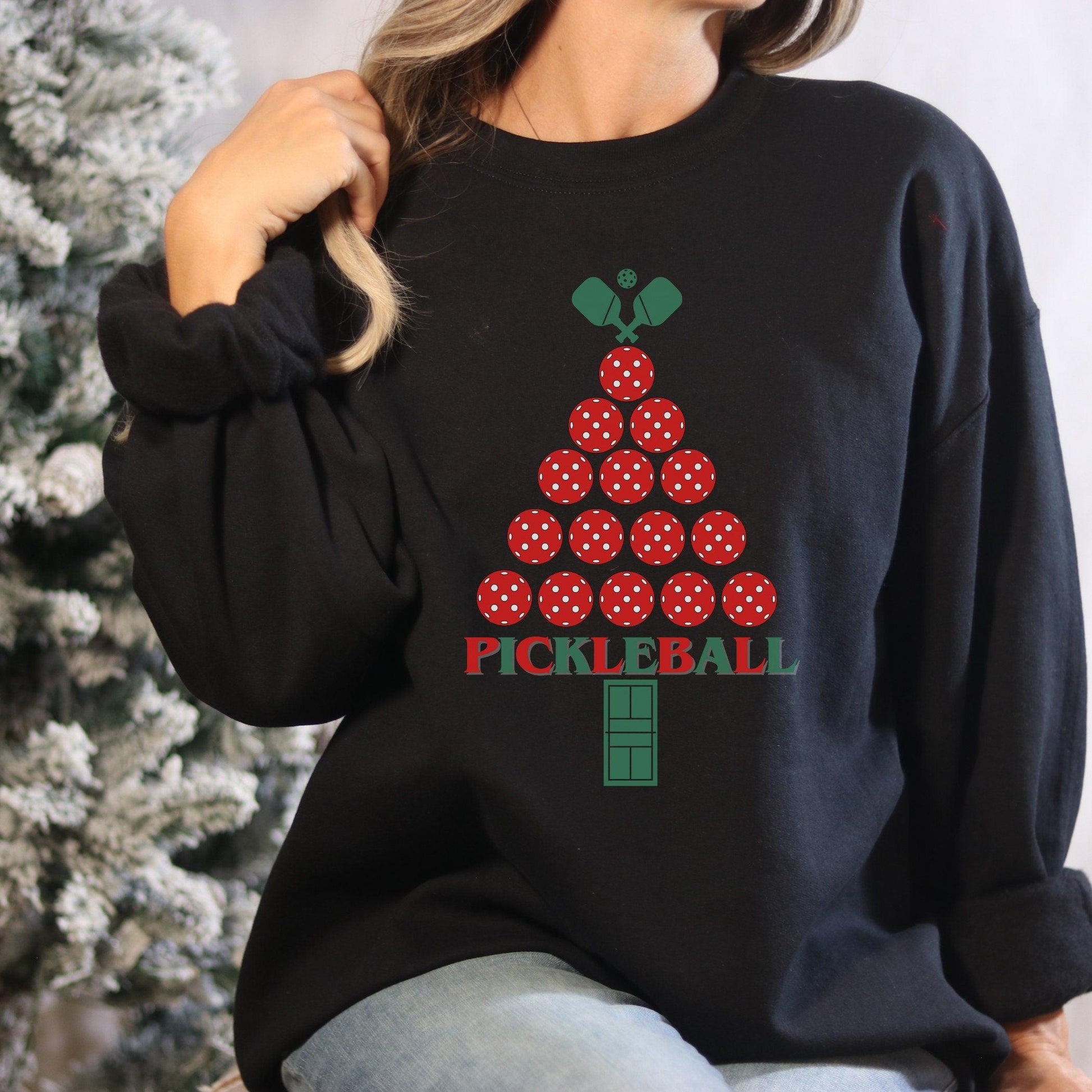 Pickleball Christmas Tree Sweatshirt - Basically Beachy