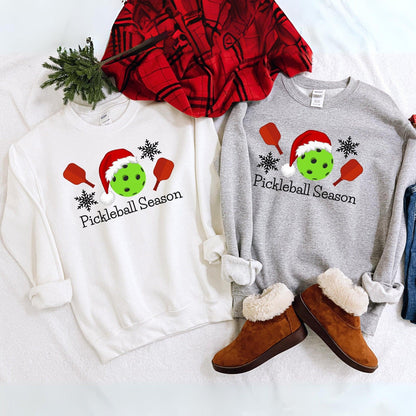 Pickleball Holiday Sweatshirt -Pickleball Season Christmas Sweatshirt - Basically Beachy