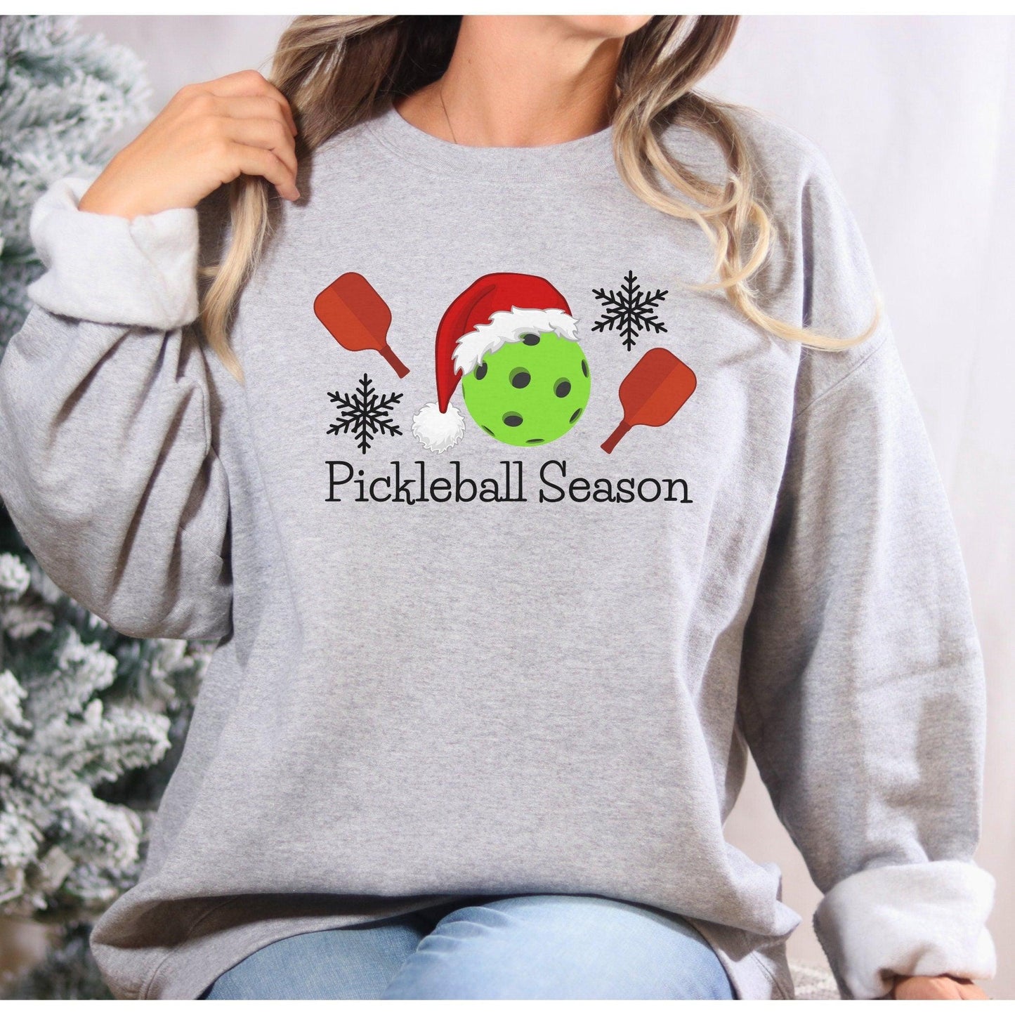 Pickleball Holiday Sweatshirt -Pickleball Season Christmas Sweatshirt - Basically Beachy