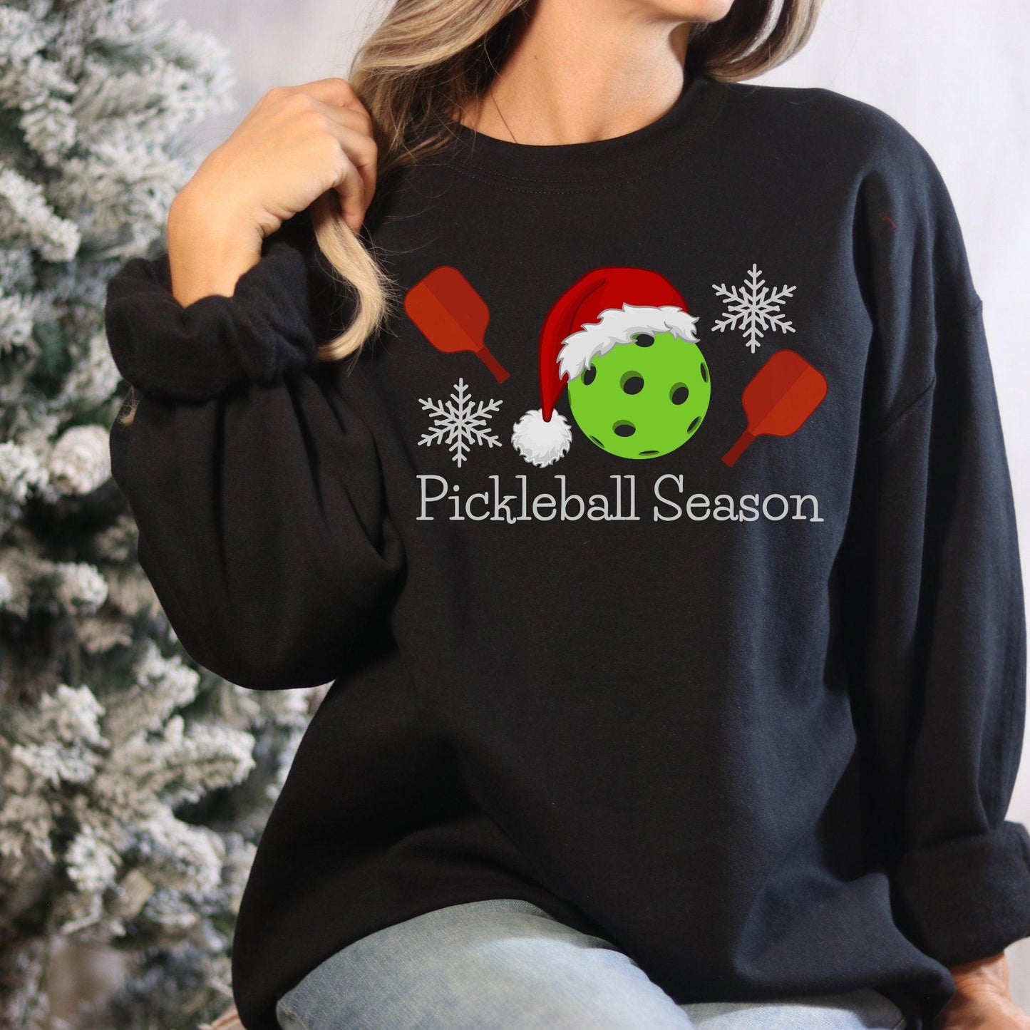 Pickleball Holiday Sweatshirt -Pickleball Season Christmas Sweatshirt - Basically Beachy