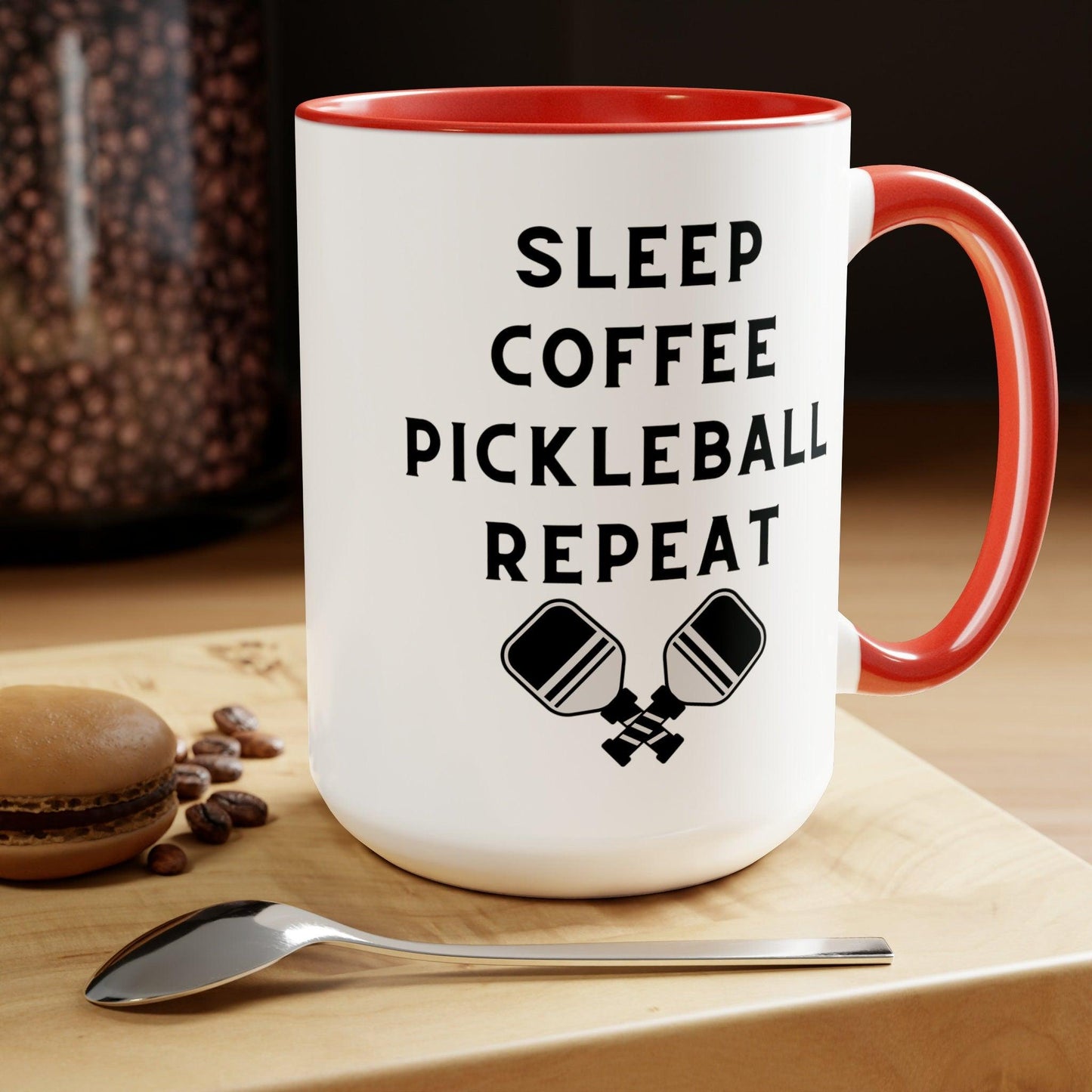 Pickleball Lover Coffee Mug - 15oz Gift with Funny Sleep Coffee Design - Basically Beachy