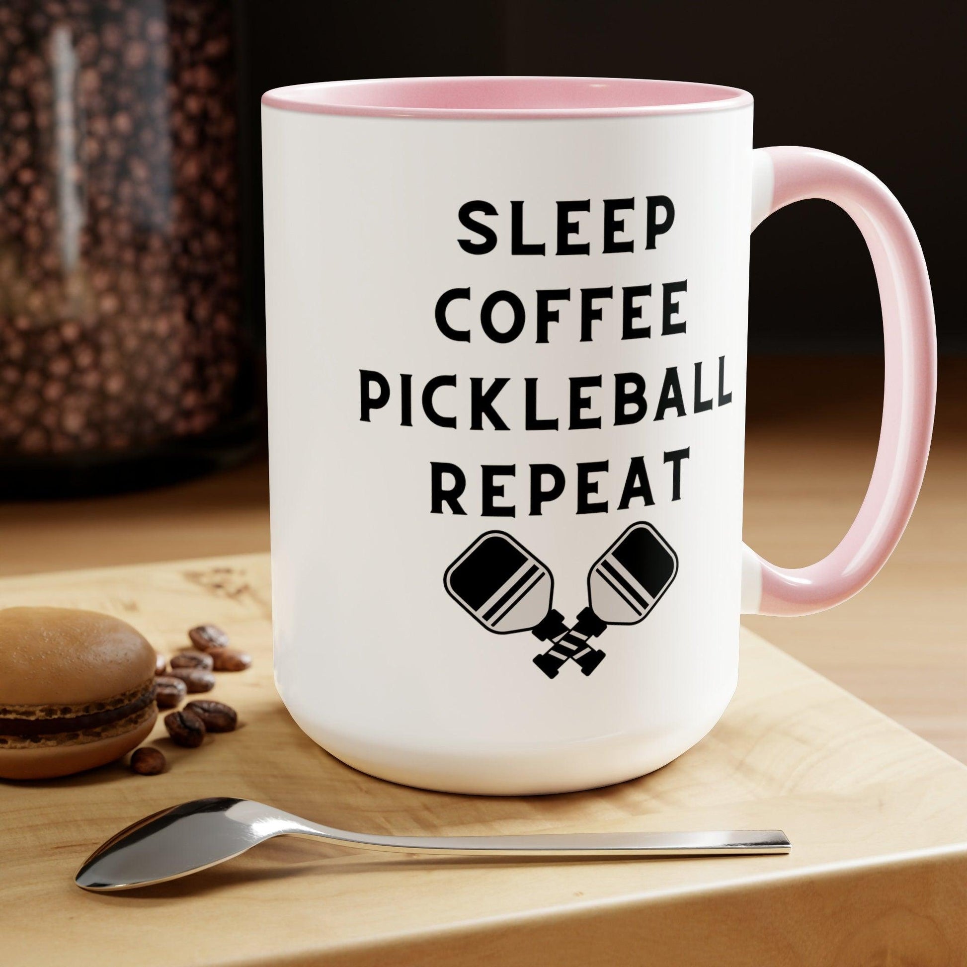 Pickleball Lover Coffee Mug - 15oz Gift with Funny Sleep Coffee Design - Basically Beachy