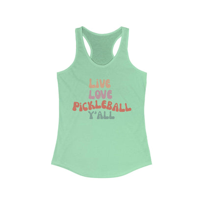 Pickleball Womens Tank Top, Live Love Pickleball Y'all Retro Groovy Tank Top - Basically Beachy