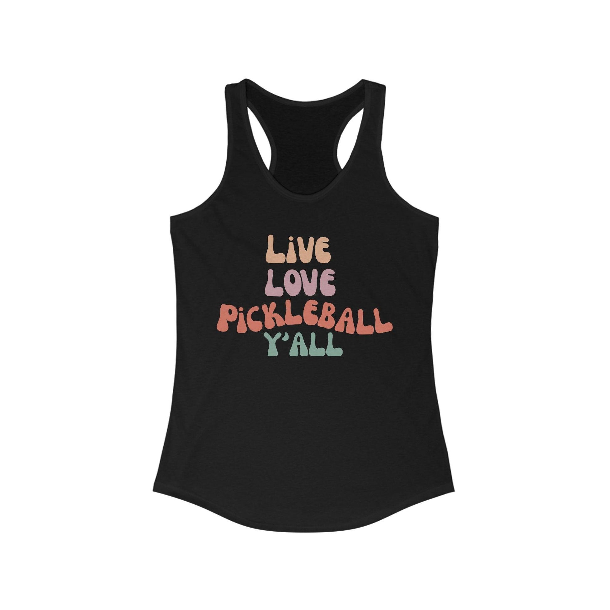 Pickleball Womens Tank Top, Live Love Pickleball Y'all Retro Groovy Tank Top - Basically Beachy