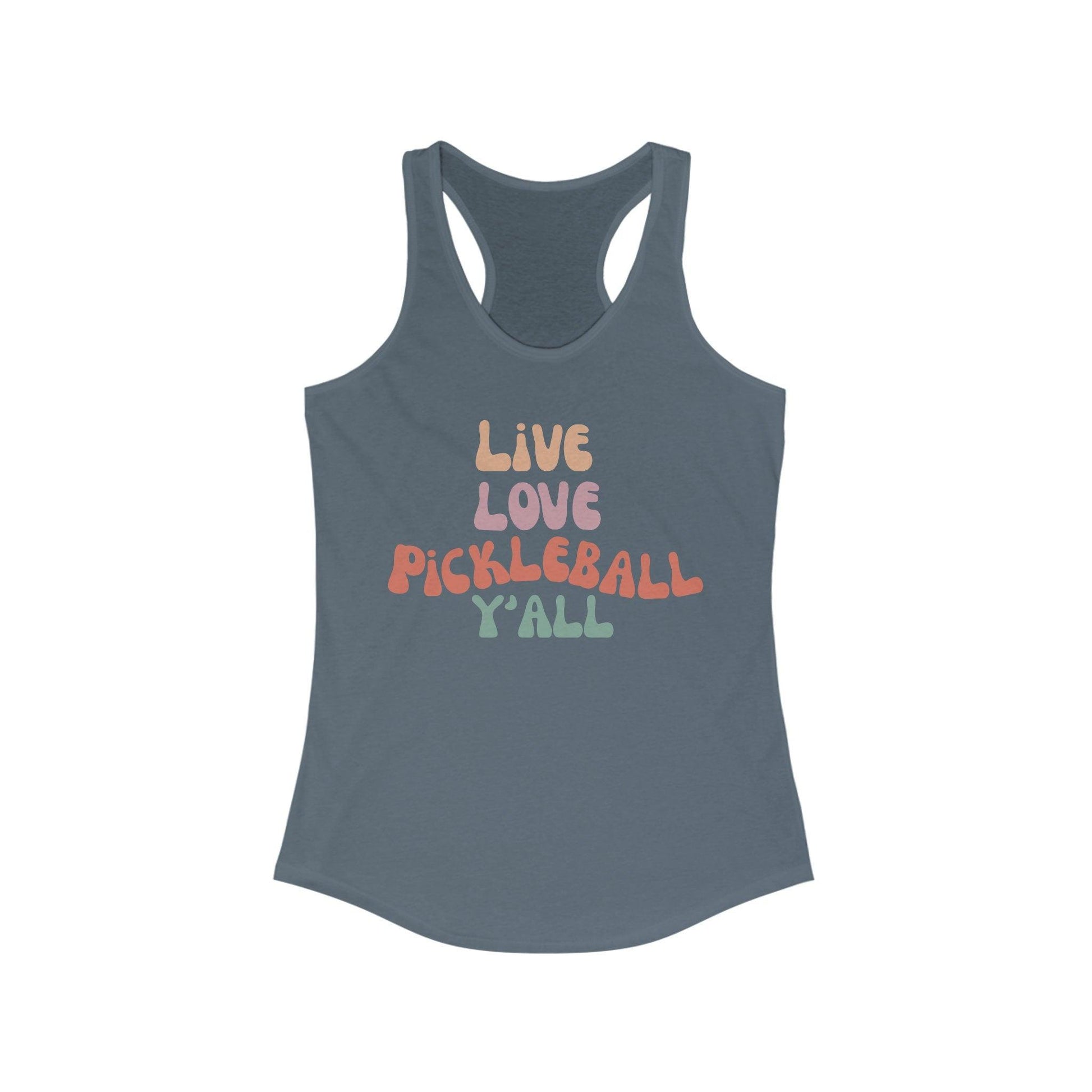 Pickleball Womens Tank Top, Live Love Pickleball Y'all Retro Groovy Tank Top - Basically Beachy