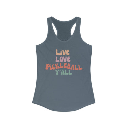 Pickleball Womens Tank Top, Live Love Pickleball Y'all Retro Groovy Tank Top - Basically Beachy