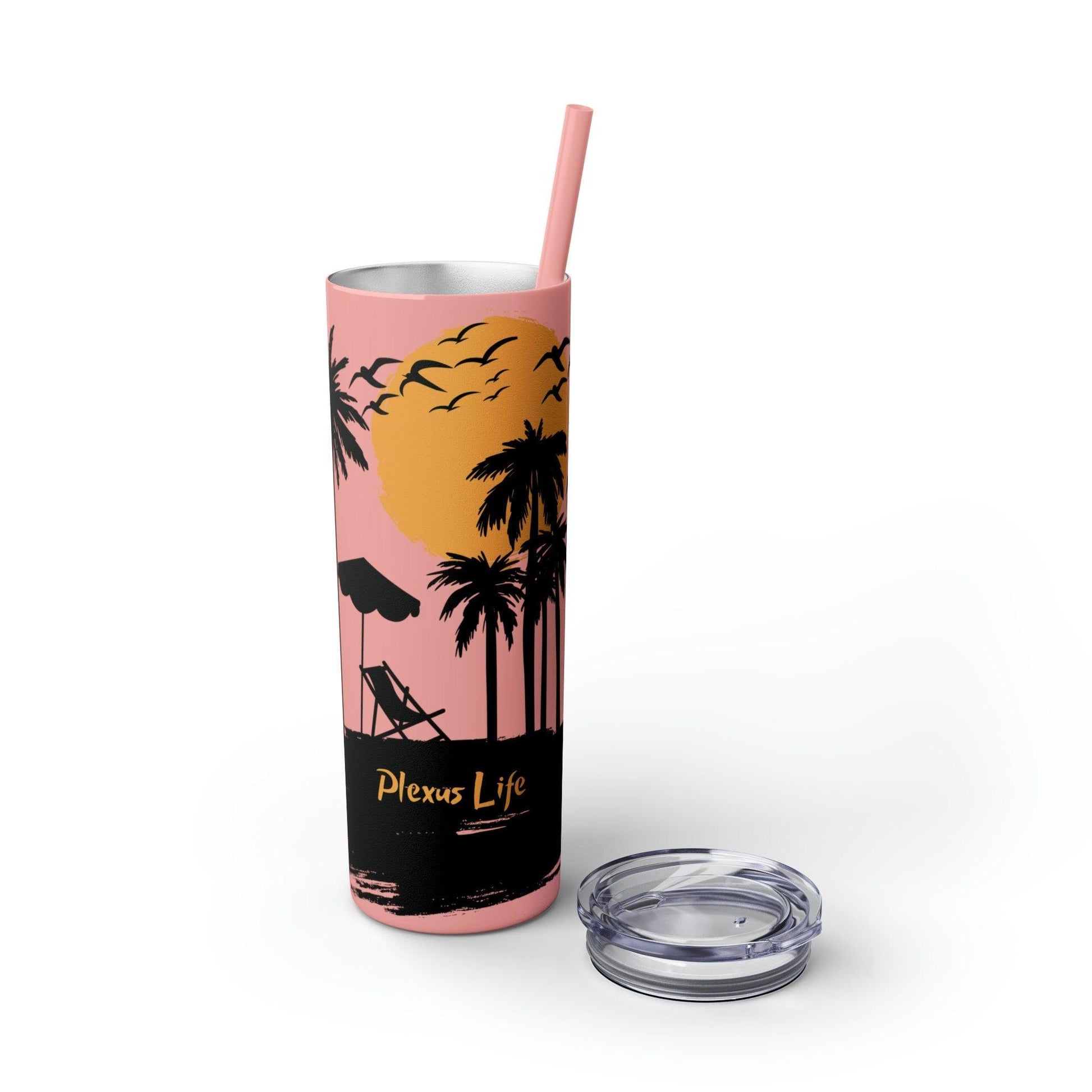 Plexus Life Beach Tropical Skinny 20oz Tumbler with Lid and Matching Straw - Basically Beachy