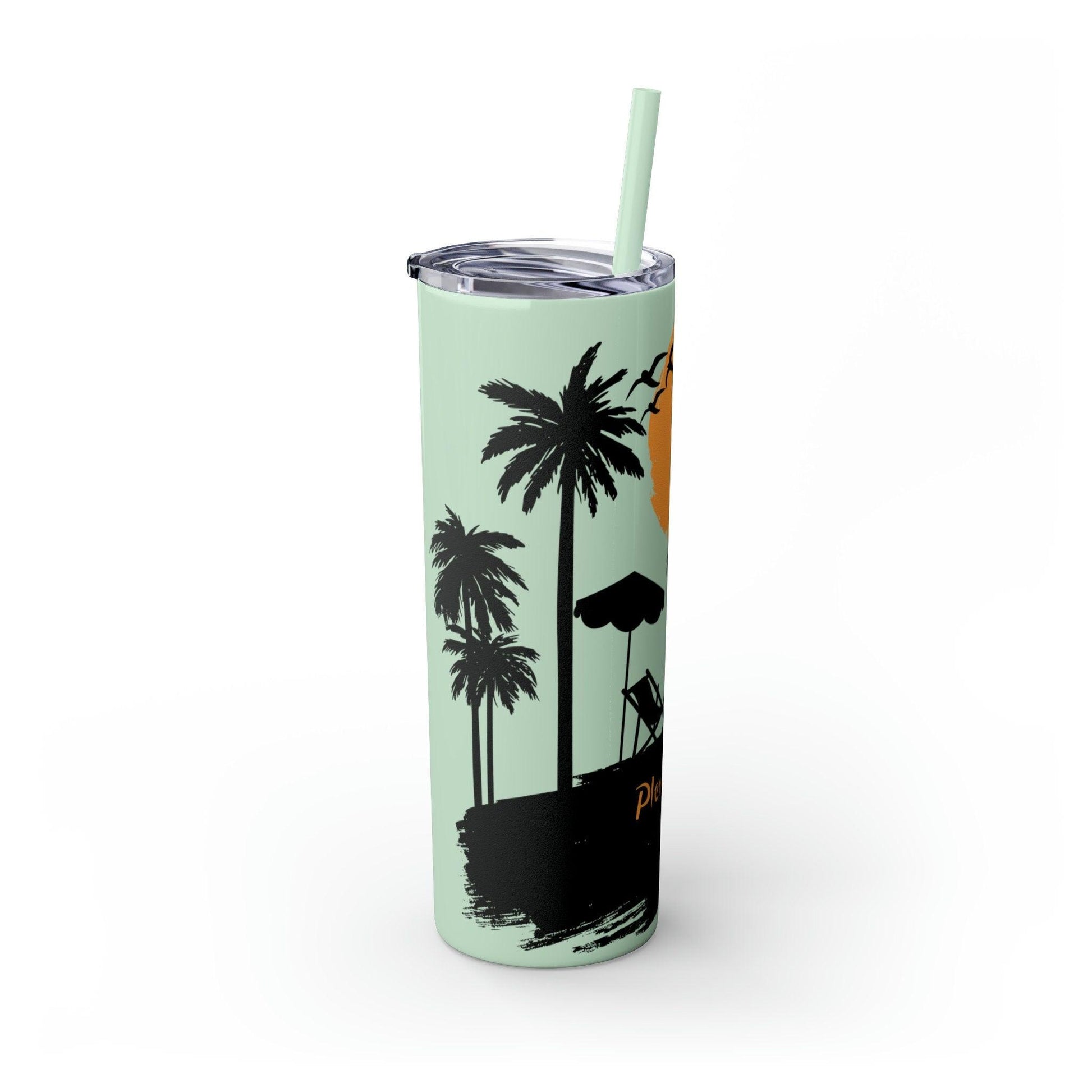 Plexus Life Beach Tropical Skinny 20oz Tumbler with Lid and Matching Straw - Basically Beachy