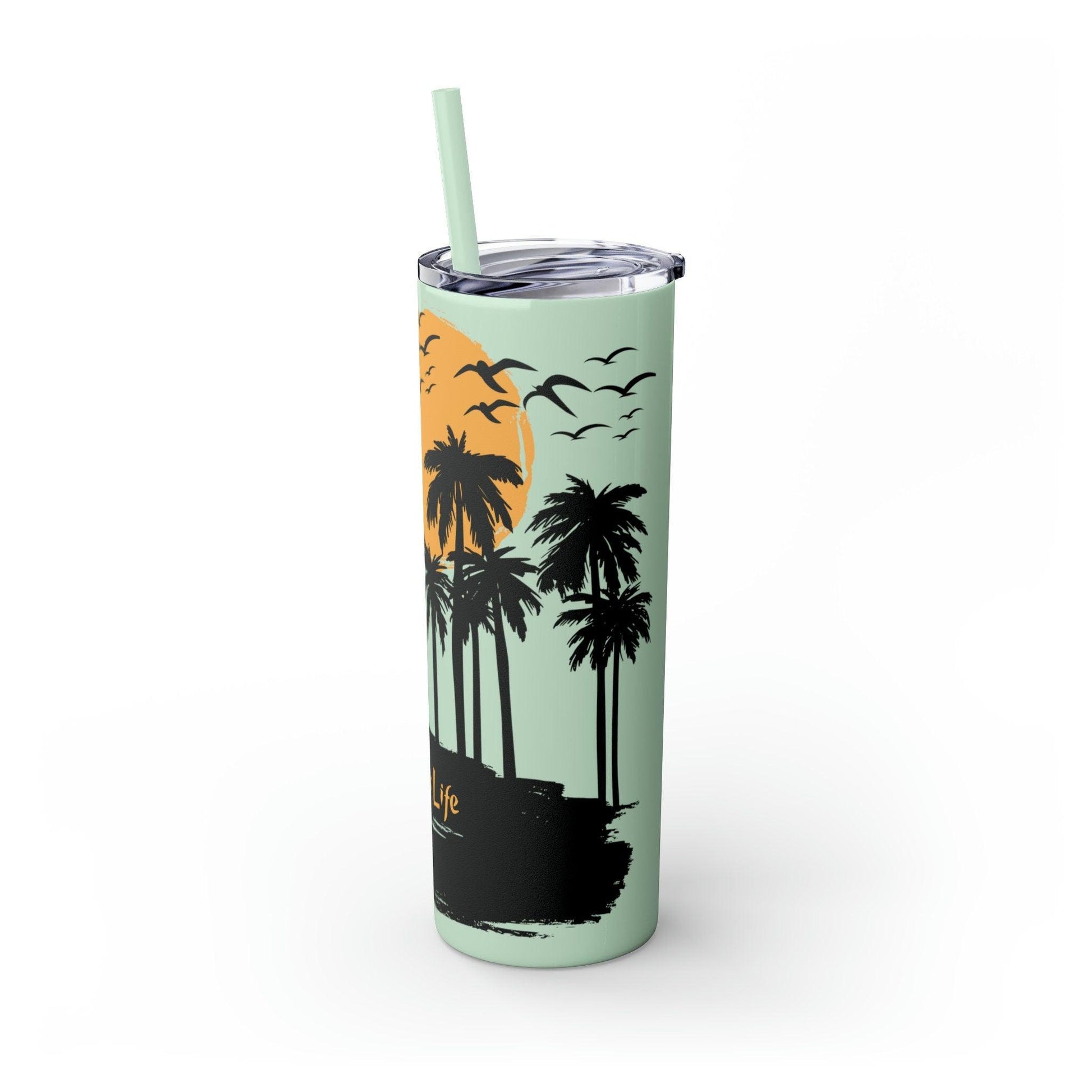 Plexus Life Beach Tropical Skinny 20oz Tumbler with Lid and Matching Straw - Basically Beachy