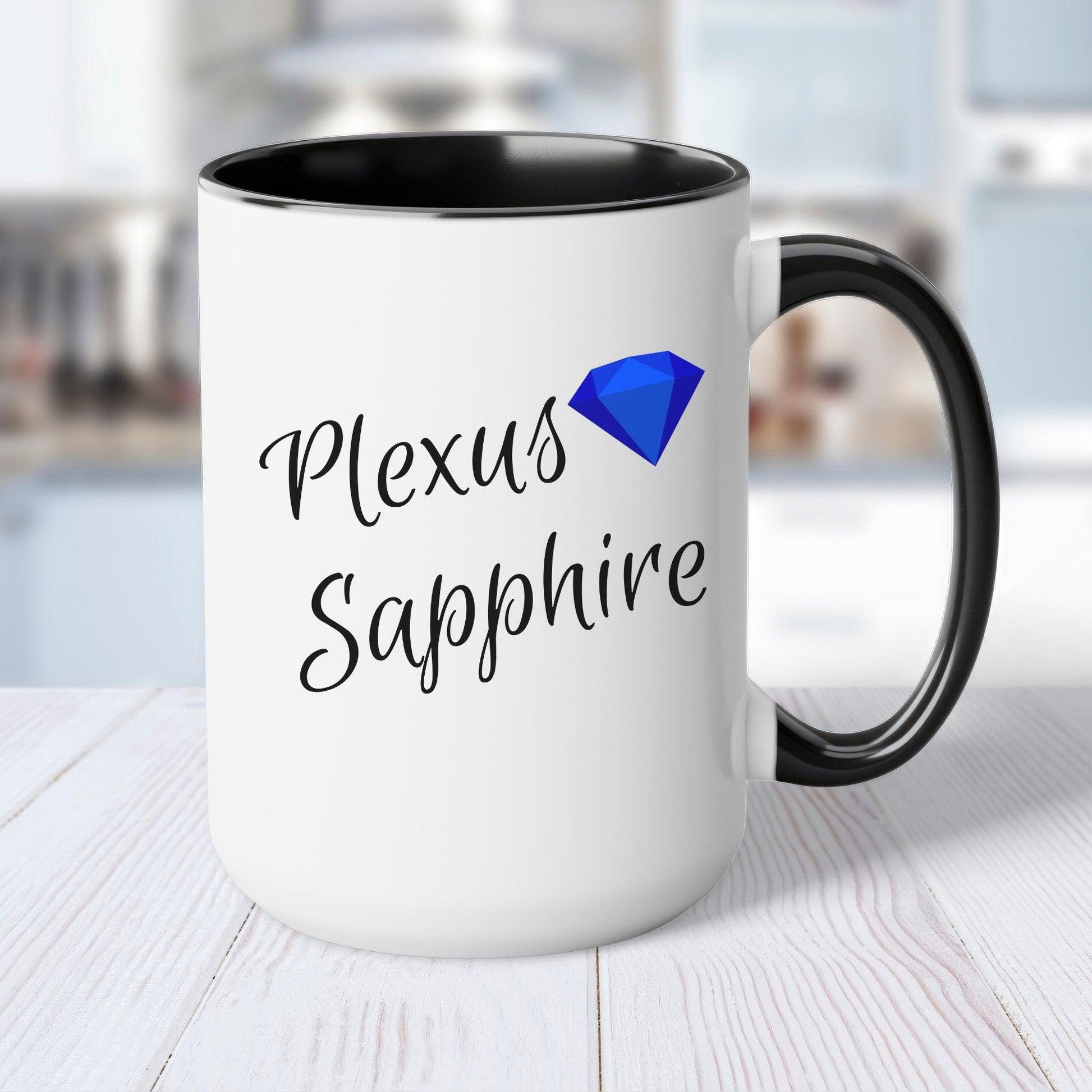 Plexus Sapphire Coffee Mug 15oz Two-Tone Black and White - Basically Beachy