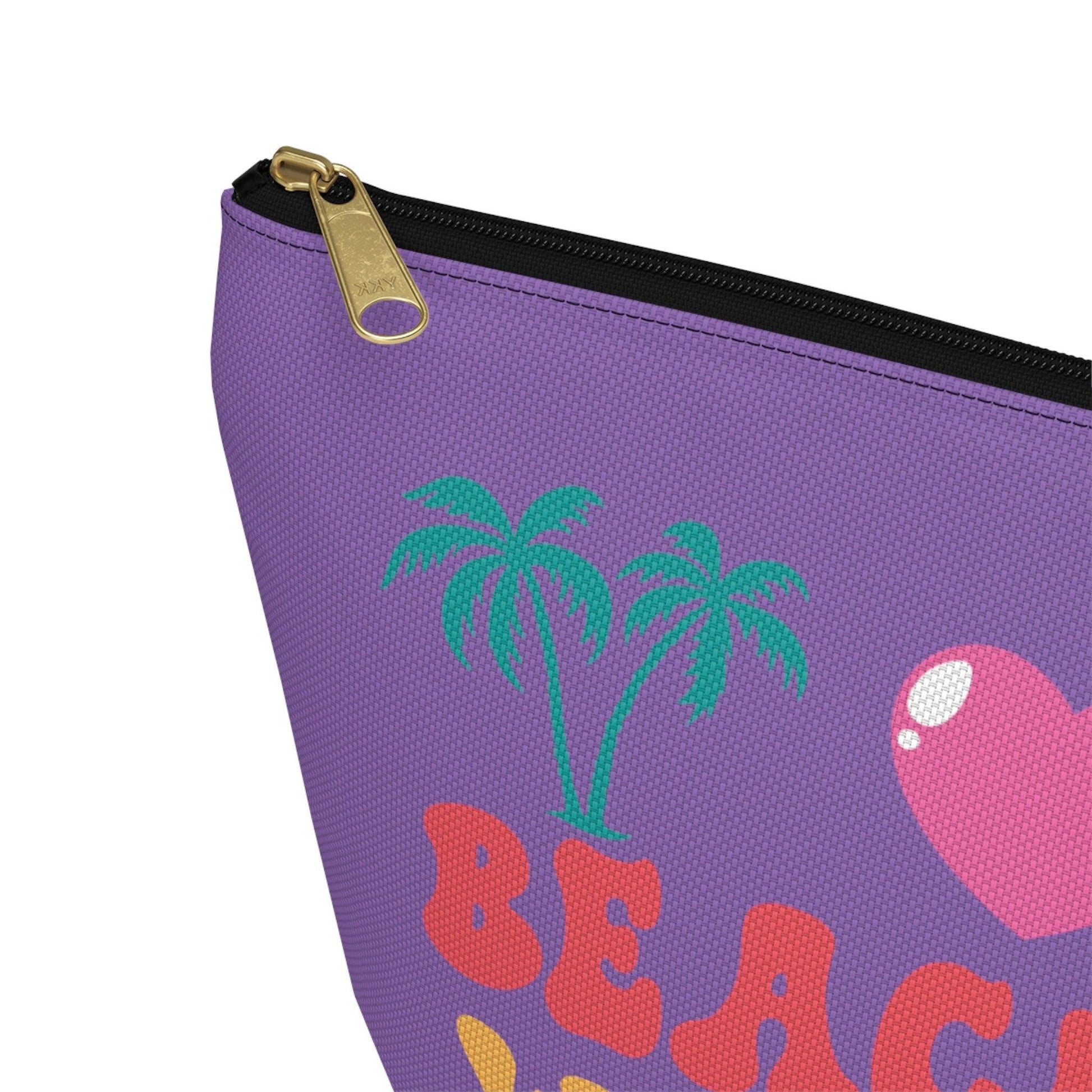 Purple Beach Themed T-Bottom Accessory Pouch - Basically Beachy