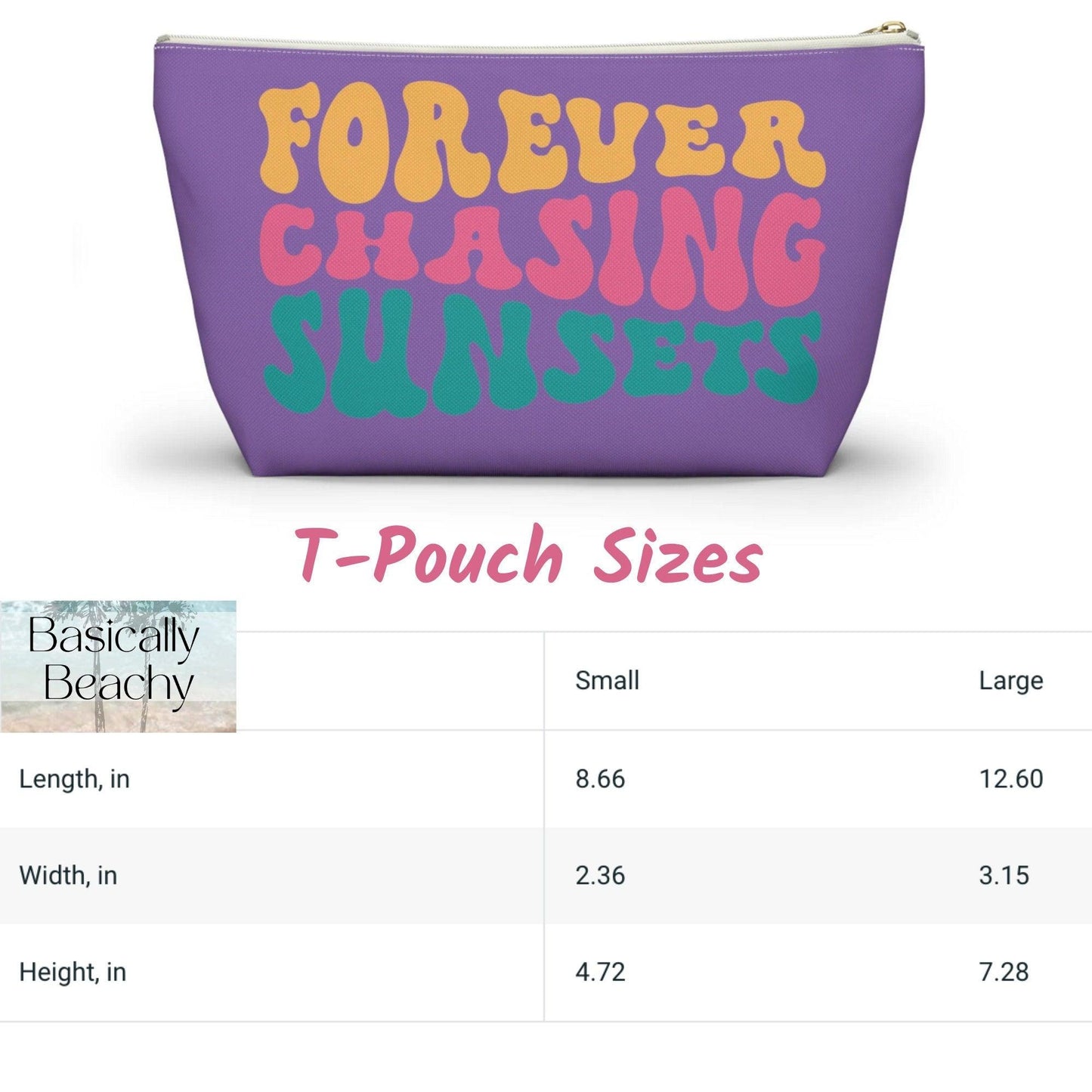 Purple Beach Themed T-Bottom Accessory Pouch - Basically Beachy