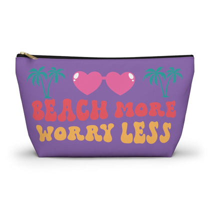 Purple Beach Themed T-Bottom Accessory Pouch - Basically Beachy