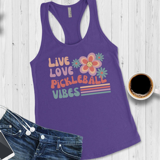 Retro Pickleball Womens Tank Top - Racerback Design for Style and Performance - Basically Beachy